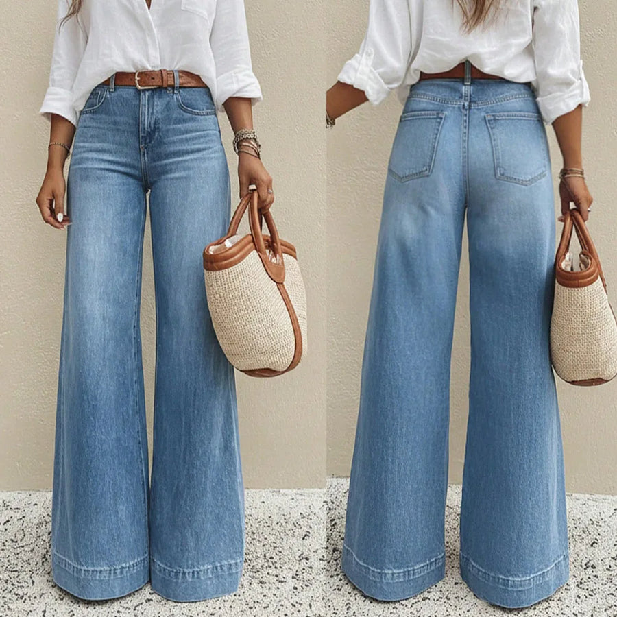 Oralis Retro Wide-Leg Denim Pants