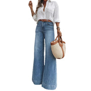 Oralis Retro Wide-Leg Denim Pants