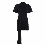Oralis Black Pleated Mini Dress