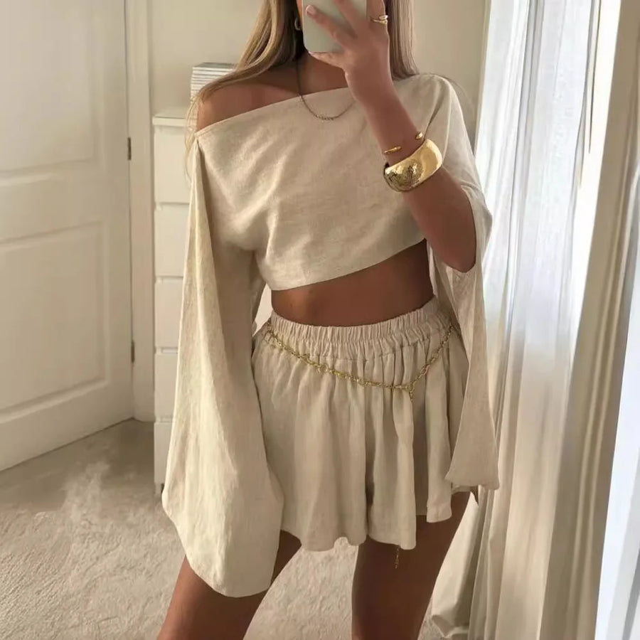 Oralis Linen Shorts Two-Piece Set