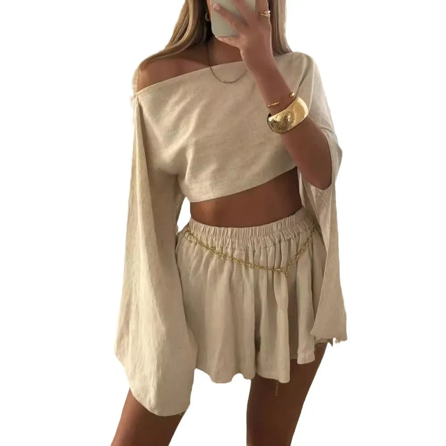 Oralis Linen Shorts Two-Piece Set