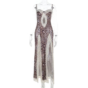 Oralis Leopard Lace Halter Dress