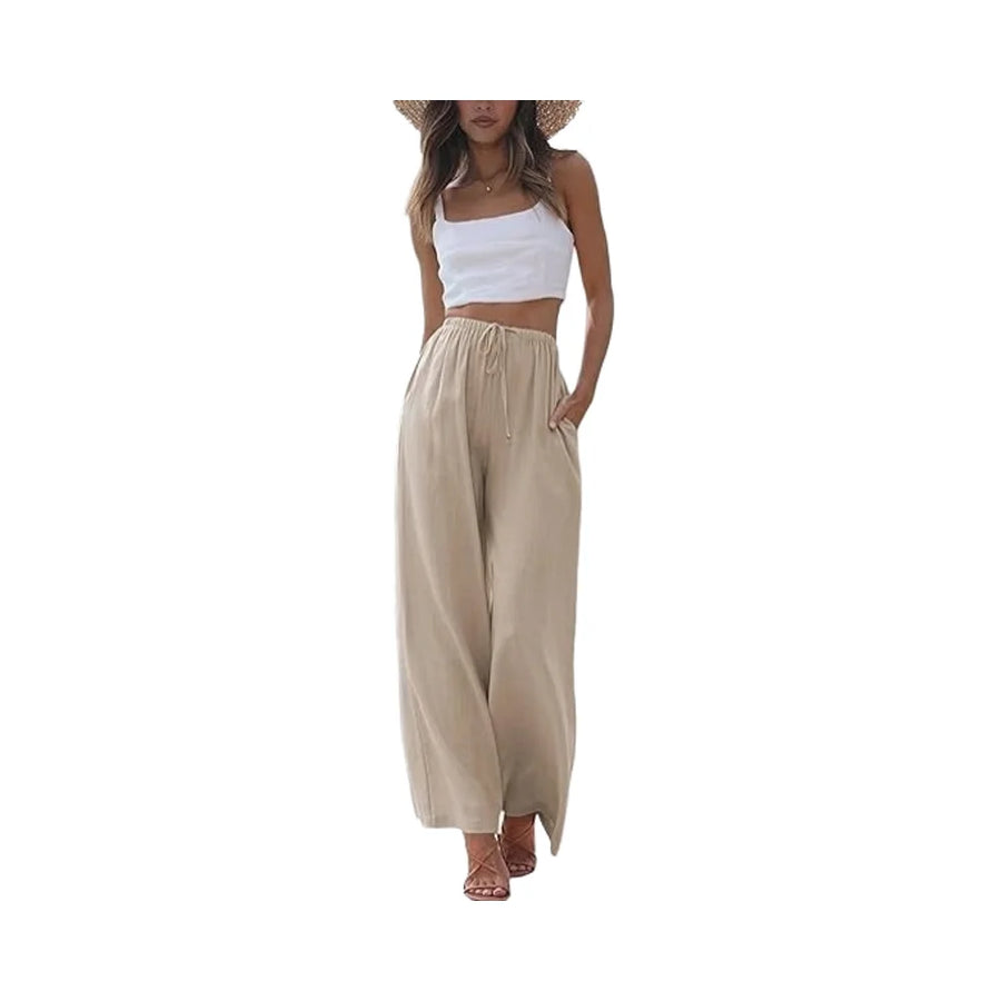Oralis Linen Drawstring Wide-Leg Pants