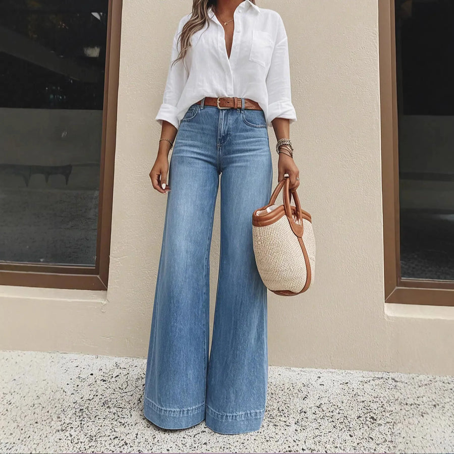 Oralis Retro Wide-Leg Denim Pants